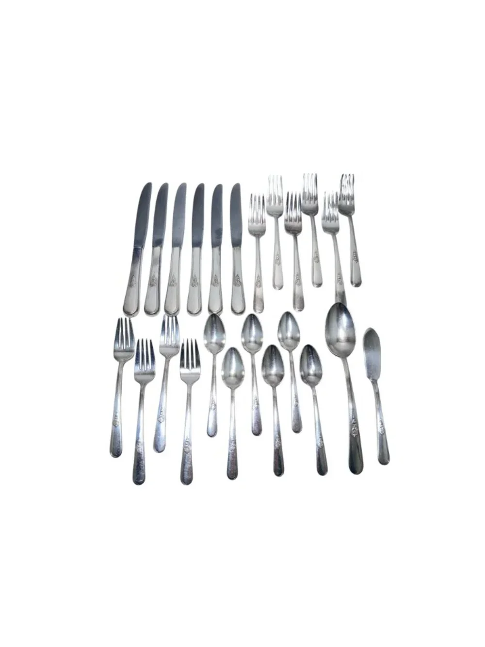 Holmes & Edwards Inlaid IS 1940's Silverware Set Youth Pattern 25 Pcs 6 Settings